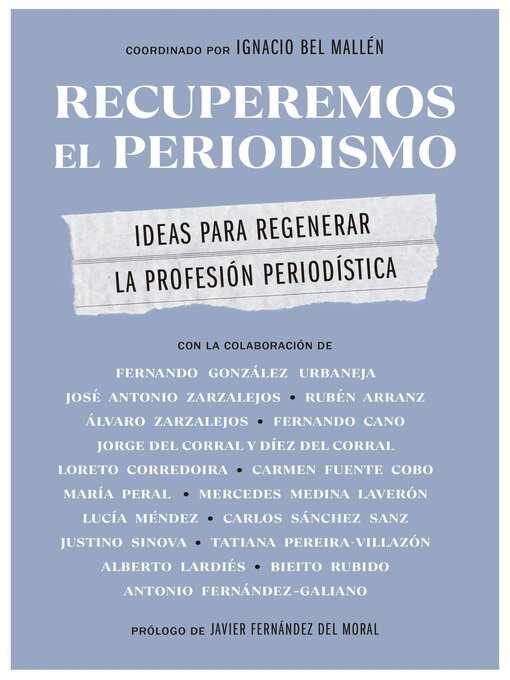 Title details for Recuperemos el periodismo by Coordinado por Ignacio Bel Mallén - Available